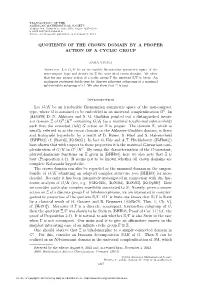 Quotients of the Crown Domain by a Proper Action of a Cyclic Group