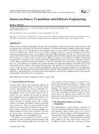 Source-To-Source Translation and Software Engineering