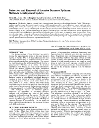 Detection and Removal of Invasive Burmese Pythons: Methods Development Update