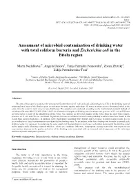 Assessment of Microbial Contamination of Drinking Water with Total Coliform Bacteria and Escherichia Coli in the Bitola Region