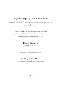 Cognitive-Support Code Review Tools