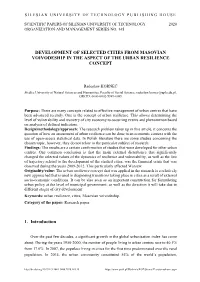 Development of Selected Cities from Masovian 2 Voivodeship in the Aspect of the Urban Resilience 3 Concept