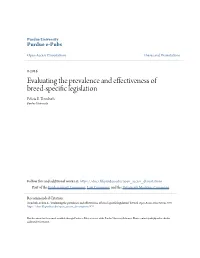 Evaluating the Prevalence and Effectiveness of Breed-Specific Legislation Felicia E