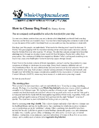 How to Choose Dog Food by Nancy Kerns