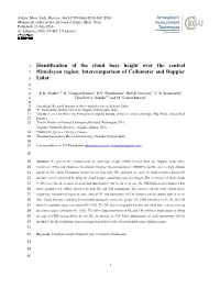 Identification of the Cloud Base Height Over the Central Himalayan Region
