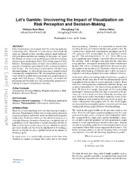 Let's Gamble: Uncovering the Impact of Visualization on Risk Perception and Decision-Making