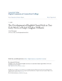 The Development of English Choral Style in Two Early Works of Ralph Vaughan Williams