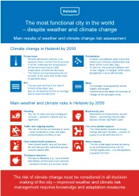 The Most Functional City in the World – Despite Weather and Climate Change Main Results of Weather and Climate Change Risk Assessment