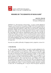 The Semantics of Racial Slurs”