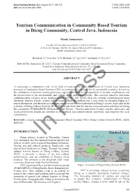 Tourism Communication in Community Based Tourism in Dieng Community, Central Java, Indonesia