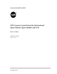 GPS Lessons Learned from the International Space Station, Space Shuttle and X‐38