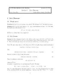 Lecture 5 — Lie's Theorem 1 Lie's Theorem