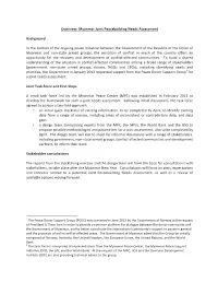 Overview: Myanmar Joint Peacebuilding Needs Assessment
