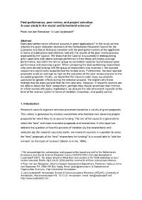 Past Performance, Peer Review, and Project Selection: a Case Study in the Social and Behavioral Sciences1