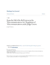 Regulation of Telecommunications Under Judge Greene Joseph D