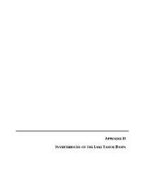 Appendix H: Invertebrates of the Lake Tahoe Basin