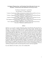 Development Planning Science and Technology Park in Education Strategic Area Jatinangor: an Initial Study of the Institutional Forms and Governance