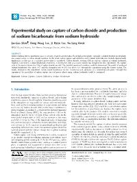 Experimental Study on Capture of Carbon Dioxide and Production of Sodium Bicarbonate from Sodium Hydroxide