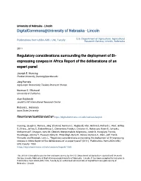 Regulatory Considerations Surrounding the Deployment of Bt-Expressing Cowpea in Africa Report of the Deliberations of an Expert Panel" (2011)
