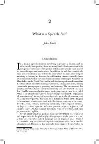 What Is a Speech Act? 1 2