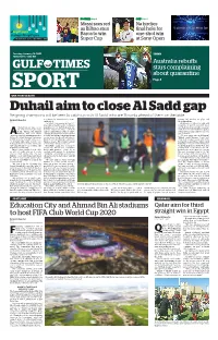 Duhail Aim to Close Al Sadd Gap Reigning Champions Will Be Keen to Catch up with Al Sadd, Who Are 11 Points Ahead of Them on the Table