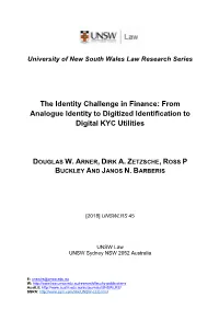 From Analogue Identity to Digitized Identification to Digital KYC Utilities