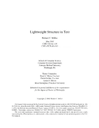 Lightweight Structure in Text