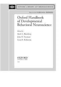 Oxford Handbook of Developmental Behavioral Neuroscience