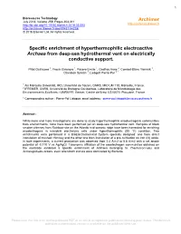 Specific Enrichment of Hyperthermophilic Electroactive Archaea from Deep-Sea Hydrothermal Vent on Electrically Conductive Support