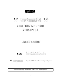 Swtbug 6800 Rom Monitor