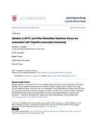 Variants in WFS1 and Other Mendelian Deafness Genes Are Associated with Cisplatin-Associated Ototoxicity