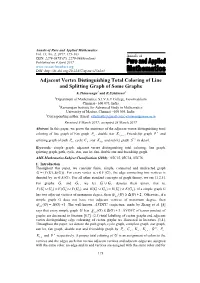 Adjacent Vertex Distinguishing Total Coloring of Line and Splitting Graph of Some Graphs