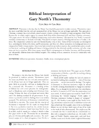 Biblical Interpretation of Gary North's Theonomy