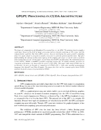 Gpgpu Processing in Cuda Architecture