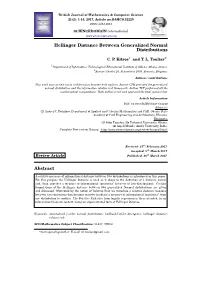 Hellinger Distance Between Generalized Normal Distributions Abstract