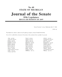 Journal of the Senate 95Th Legislature REGULAR SESSION of 2009