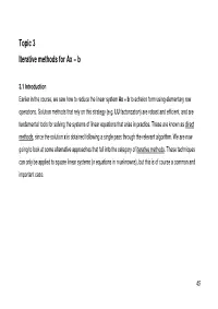Topic 3 Iterative Methods for Ax = B