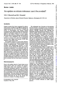 An Update on Nitrate Tolerance: Can It Be Avoided? S.R.J