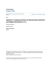 Signatures: a Language Extension for Improving Type Abstraction and Subtype Polymorphism in C++