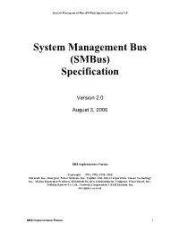System Management Bus (Smbus) Specification Version 2.0