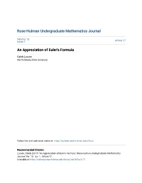 An Appreciation of Euler's Formula