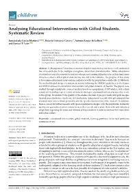 Analysing Educational Interventions with Gifted Students. Systematic Review