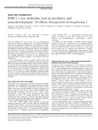 DISC1 a Key Molecular Lead in Psychiatry and Neurodevelopment: No-More Disrupted-In-Schizophrenia 1