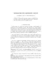 GENERATORS for ARITHMETIC GROUPS 1. Introduction in This