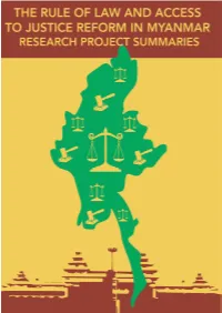 Rule of Law and Access to Justice Reform in Myanmar