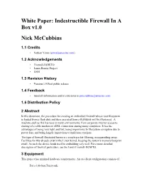 White Paper: Indestructible Firewall in a Box V1.0 Nick Mccubbins