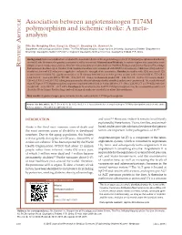 Association Between Angiotensinogen T174M Polymorphism and Ischemic Stroke: a Meta