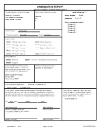 Candidate's Report