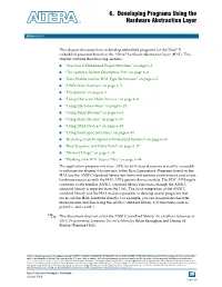 Developing Programs Using the Hardware Abstraction Layer, Nios II