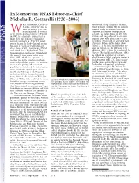 In Memoriam: PNAS Editor-In-Chief Nicholas R. Cozzarelli (1938 –2006)